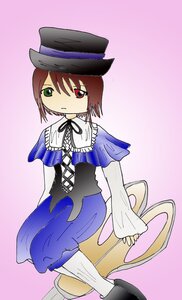 Rating: Safe Score: 0 Tags: 1girl blue_dress brown_hair dress expressionless frills full_body green_eyes hat heterochromia image long_sleeves looking_at_viewer red_eyes ribbon short_hair solo souseiseki standing top_hat User: admin