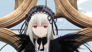 Rating: Safe Score: 0 Tags: 1girl bangs black_ribbon black_wings detached_collar dress feathered_wings flower frills hairband image long_hair long_sleeves looking_at_viewer red_eyes ribbon silver_hair solo suigintou wings User: admin