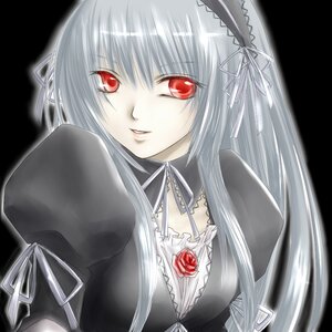 Rating: Safe Score: 0 Tags: 1girl dress flower frills hairband image long_hair long_sleeves looking_at_viewer red_eyes ribbon rose silver_hair smile solo suigintou upper_body User: admin