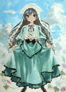 Rating: Safe Score: 0 Tags: 1girl cloud day dress flower frills full_body green_dress image long_hair long_sleeves looking_at_viewer outdoors sky smile solo standing suiseiseki very_long_hair User: admin