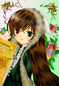 Rating: Safe Score: 0 Tags: 1girl brown_hair dress flower green_dress green_eyes hat head_scarf heterochromia image long_hair long_sleeves looking_at_viewer red_eyes solo suiseiseki User: admin