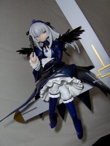 Rating: Safe Score: 0 Tags: 1girl black_wings boots doll doll_joints dress feathered_wings feathers frills hairband long_hair long_sleeves pink_eyes silver_hair sitting solo suigintou wings User: admin