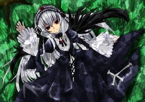 Rating: Safe Score: 0 Tags: 1girl black_dress black_ribbon black_wings dress frilled_sleeves frills grass hairband image long_hair long_sleeves looking_at_viewer red_eyes ribbon solo suigintou very_long_hair wings User: admin