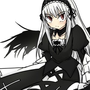 Rating: Safe Score: 0 Tags: 1girl black_wings dress frills hairband image juliet_sleeves long_hair long_sleeves looking_at_viewer puffy_sleeves silver_hair simple_background solo suigintou white_background wings User: admin