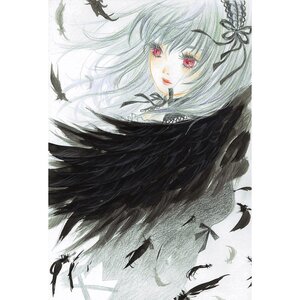 Rating: Safe Score: 0 Tags: 1girl bat bird black_feathers black_wings crow dove feathered_wings feathers flock hairband image lips long_hair looking_at_viewer looking_back red_eyes ribbon seagull solo suigintou traditional_media white_feathers wings User: admin