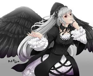 Rating: Safe Score: 0 Tags: 1girl black_ribbon black_wings dress feathered_wings feathers frilled_sleeves frills gothic_lolita hairband image lolita_fashion long_hair long_sleeves red_eyes ribbon silver_hair solo suigintou very_long_hair wings User: admin