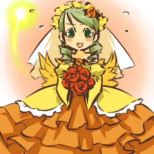 Rating: Safe Score: 0 Tags: 1girl :d blush dress flower frills green_eyes green_hair hair_ornament image kanaria open_mouth orange_dress red_flower red_rose rose smile solo yellow_dress User: admin