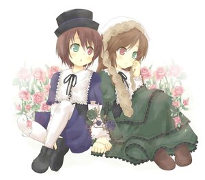 Rating: Safe Score: 0 Tags: 2girls blue_dress brown_hair dress flower frills green_dress green_eyes hat heterochromia holding_hands image long_hair long_sleeves multiple_girls pair pantyhose pink_flower pink_rose red_eyes rose short_hair siblings sisters souseiseki suiseiseki top_hat twins User: admin