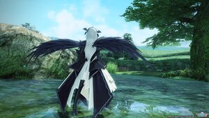 Rating: Safe Score: 0 Tags: 1girl black_wings cape day image long_hair outdoors sky solo standing suigintou tree water wings User: admin