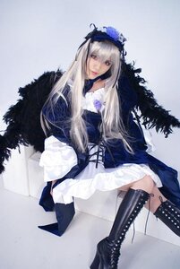 Rating: Safe Score: 0 Tags: 1girl bangs boots cross-laced_footwear dress knee_boots lips long_hair long_sleeves sitting solo suigintou thigh_boots User: admin