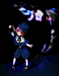 Rating: Safe Score: 0 Tags: 1girl black_background full_body hat heterochromia image long_sleeves pants red_eyes red_hair shoes short_hair solo souseiseki top_hat User: admin