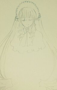 Rating: Safe Score: 0 Tags: 1girl bangs dress flower frills image long_hair long_sleeves monochrome rose shinku solo suigintou traditional_media very_long_hair User: admin