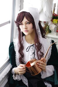 Rating: Safe Score: 0 Tags: 1girl brown_hair cup dress drinking_glass frills green_eyes heterochromia holding_cup indoors lace lips long_hair long_sleeves looking_at_viewer solo suiseiseki wine_glass User: admin
