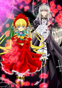 Rating: Safe Score: 0 Tags: 2girls blonde_hair blue_eyes bow dress flower frills image long_hair long_sleeves looking_at_viewer multiple_girls pair red_dress rose shinku silver_hair smile suigintou twintails very_long_hair wings User: admin