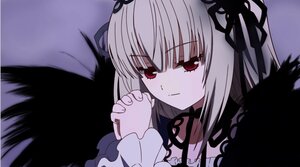 Rating: Safe Score: 0 Tags: 1girl bangs black_dress black_ribbon black_wings closed_mouth detached_collar dress eyebrows_visible_through_hair flower frills hairband image interlocked_fingers long_hair long_sleeves looking_at_viewer red_eyes ribbon rose silver_hair solo suigintou wings User: admin