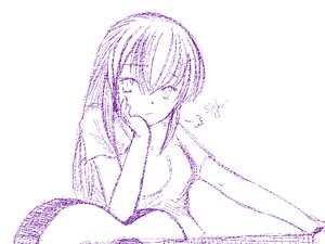 Rating: Safe Score: 0 Tags: 1girl image long_hair monochrome sketch solo striped suiseiseki User: admin