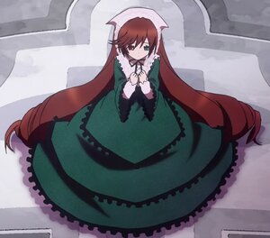 Rating: Safe Score: 0 Tags: 1girl brown_hair dress frills green_dress green_eyes heterochromia image long_hair long_sleeves looking_at_viewer red_eyes solo suiseiseki very_long_hair User: admin