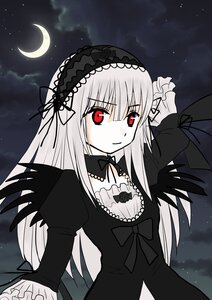 Rating: Safe Score: 0 Tags: 1girl black_dress black_wings cloud crescent_moon dress frills gothic_lolita hairband image lolita_fashion lolita_hairband long_hair long_sleeves moon night night_sky red_eyes silver_hair sky solo star_(sky) starry_sky suigintou wings User: admin