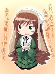 Rating: Safe Score: 0 Tags: 1girl brown_hair chibi dress green_dress green_eyes head_scarf heterochromia image long_hair long_sleeves looking_at_viewer open_mouth red_eyes ribbon simple_background solo suiseiseki tears very_long_hair User: admin