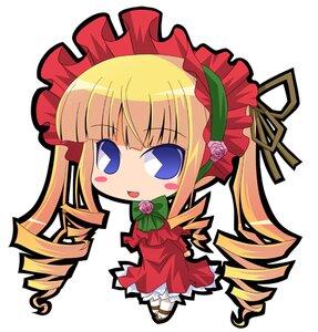Rating: Safe Score: 0 Tags: 1girl :d blonde_hair blue_eyes blush_stickers bonnet bow chibi dress drill_hair flower full_body image long_hair long_sleeves looking_at_viewer open_mouth rose shinku simple_background smile solo twin_drills white_background User: admin