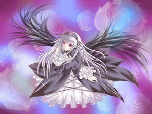 Rating: Safe Score: 0 Tags: 1girl black_dress black_ribbon black_wings dress floating floating_hair flower frilled_sleeves frills hairband image long_hair long_sleeves looking_at_viewer red_eyes ribbon rose silver_hair solo suigintou very_long_hair water wings User: admin