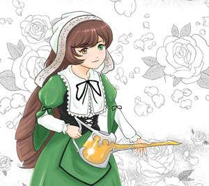 Rating: Safe Score: 0 Tags: 1girl auto_tagged brown_hair dress flower frills green_dress green_eyes heterochromia image juliet_sleeves long_hair long_sleeves pink_rose ribbon rose smile solo suiseiseki very_long_hair watering_can white_flower white_rose yellow_rose User: admin