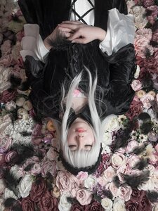 Rating: Safe Score: 0 Tags: 1girl black_flower black_rose choker closed_eyes dress facing_viewer flower gothic_lolita lips long_hair pink_flower pink_rose purple_rose red_flower red_rose rose rose_petals solo suigintou thorns white_flower white_hair white_rose yellow_rose User: admin