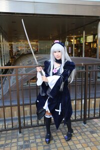 Rating: Safe Score: 0 Tags: 1girl black_legwear choker closed_eyes dress long_hair solo standing suigintou sword thighhighs weapon User: admin