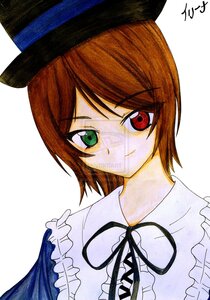 Rating: Safe Score: 0 Tags: 1girl auto_tagged bangs black_ribbon brown_hair closed_mouth eyebrows_visible_through_hair frills green_eyes hat heterochromia image looking_at_viewer red_eyes ribbon short_hair simple_background smile solo souseiseki striped swept_bangs white_background User: admin