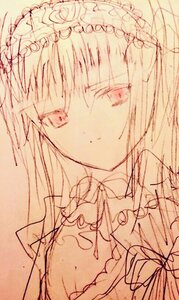 Rating: Safe Score: 0 Tags: 1girl bug closed_mouth dress flower frills image insect long_hair looking_at_viewer monochrome simple_background sketch smile solo suigintou traditional_media upper_body User: admin