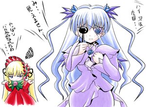 Rating: Safe Score: 0 Tags: 2girls barasuishou blonde_hair blue_eyes bow dress eyepatch flower image long_hair long_sleeves looking_at_viewer multiple_girls pair red_dress rose shinku simple_background suigintou twintails very_long_hair white_background User: admin