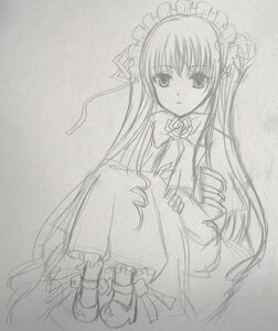 Rating: Safe Score: 0 Tags: 1girl bowtie dress expressionless flower frills full_body image long_hair long_sleeves looking_at_viewer monochrome ribbon rose shinku simple_background solo standing upper_body very_long_hair User: admin