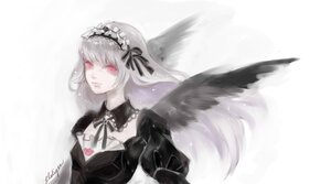 Rating: Safe Score: 0 Tags: 1girl bangs black_dress black_ribbon black_wings closed_mouth detached_collar dress feathered_wings feathers frills hairband image juliet_sleeves long_hair long_sleeves looking_at_viewer pink_eyes puffy_sleeves ribbon rose silver_hair solo suigintou upper_body wings User: admin