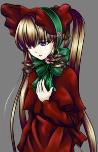 Rating: Safe Score: 0 Tags: 1girl blonde_hair blue_eyes bonnet bow bowtie dress flower green_bow green_neckwear image long_hair long_sleeves red_dress rose shinku solo twintails very_long_hair User: admin