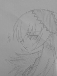 Rating: Safe Score: 0 Tags: 1girl from_side greyscale hair_ornament image long_hair monochrome profile sketch solo suigintou traditional_media User: admin
