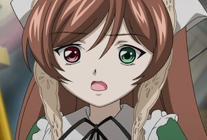 Rating: Safe Score: 0 Tags: 1girl anime_coloring braid brown_hair green_eyes hat image long_hair looking_at_viewer neck_ribbon open_mouth possible_duplicate red_eyes ribbon solo suiseiseki twin_braids User: admin
