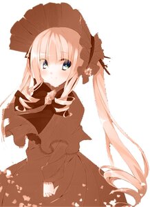 Rating: Safe Score: 0 Tags: 1girl blush bonnet capelet dress drill_hair flower image long_hair long_sleeves looking_at_viewer petals rose shinku simple_background smile solo twin_drills twintails very_long_hair white_background User: admin