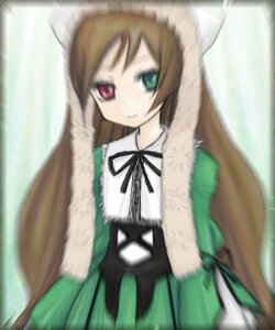 Rating: Safe Score: 0 Tags: 1girl auto_tagged black_ribbon blurry brown_hair dress green_dress green_eyes heterochromia image long_hair long_sleeves looking_at_viewer red_eyes smile solo suiseiseki very_long_hair User: admin