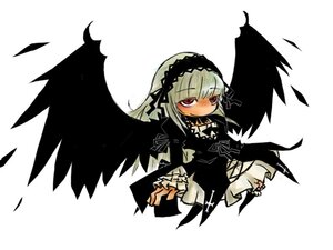 Rating: Safe Score: 0 Tags: 1girl black_wings dress flower frilled_sleeves frills full_body hairband image long_hair long_sleeves looking_at_viewer red_eyes rose simple_background solo suigintou white_background wings User: admin