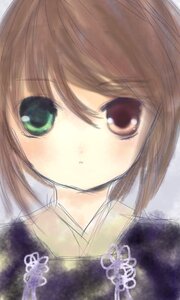 Rating: Safe Score: 0 Tags: 1girl bangs blush brown_hair eyebrows_visible_through_hair green_eyes hariruri image looking_at_viewer parted_lips simple_background solo souseiseki User: admin
