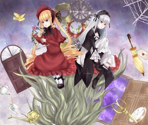 Rating: Safe Score: 0 Tags: 2girls blonde_hair blue_butterfly blue_eyes bonnet bow bug butterfly clock dress flower hairband image insect long_hair long_sleeves looking_at_viewer multiple_girls pair red_dress red_eyes rose shinku silver_hair suigintou teacup very_long_hair wings User: admin