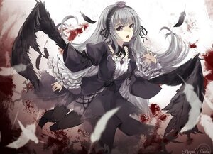 Rating: Safe Score: 0 Tags: 1girl bird black_dress black_feathers black_ribbon black_wings blood dress feathered_wings feathers flower frills hairband image lolita_fashion lolita_hairband long_hair long_sleeves open_mouth ribbon rose silver_hair solo suigintou wings User: admin