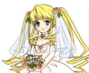 Rating: Safe Score: 0 Tags: 1girl blonde_hair blue_eyes bouquet dress flower holding image long_hair shinku simple_background solo twintails veil wedding_dress white_background white_dress User: admin
