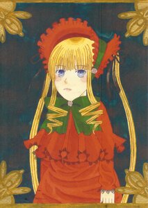 Rating: Safe Score: 0 Tags: 1girl bangs blonde_hair blue_eyes bonnet bow bowtie dress drill_hair expressionless flower green_bow image long_hair long_sleeves looking_at_viewer marker_(medium) photo red_dress shinku sidelocks solo traditional_media twin_drills twintails upper_body User: admin