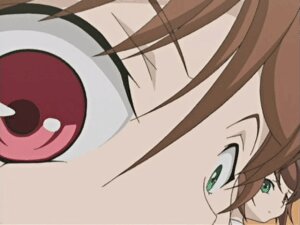 Rating: Safe Score: 0 Tags: 1girl brown_hair close-up face green_eyes image pair portrait short_hair simple_background souseiseki suiseiseki User: admin