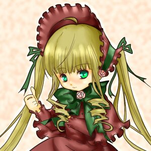 Rating: Safe Score: 0 Tags: 1girl blonde_hair blush bow bowtie dress flower frills green_bow green_neckwear image long_hair long_sleeves rose shinku sidelocks solo twintails very_long_hair User: admin