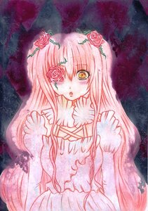 Rating: Safe Score: 0 Tags: 1girl dress flower hair_flower hair_ornament image kirakishou long_hair pink_flower pink_hair pink_rose red_flower red_rose rose solo thorns traditional_media very_long_hair yellow_eyes User: admin