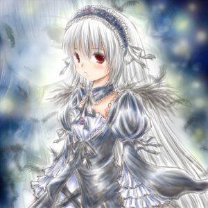 Rating: Safe Score: 0 Tags: 1girl blush dress feathers frills hairband image juliet_sleeves long_sleeves looking_at_viewer puffy_sleeves red_eyes ribbon silver_hair solo suigintou wings User: admin