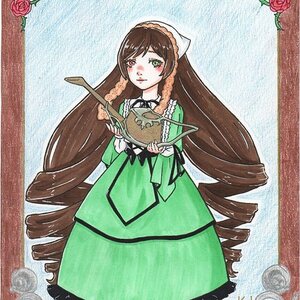 Rating: Safe Score: 0 Tags: 1girl brown_hair dress drill_hair flower green_dress green_eyes hat heterochromia image long_hair long_sleeves pink_rose red_eyes red_flower red_rose ringlets rose solo suiseiseki traditional_media twin_drills very_long_hair watering_can User: admin