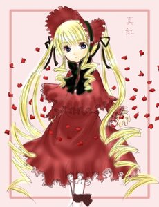 Rating: Safe Score: 0 Tags: 1girl blonde_hair blue_eyes bonnet bow bowtie dress drill_hair full_body image long_hair long_sleeves looking_at_viewer petals red_dress rose_petals shinku solo standing twintails very_long_hair User: admin